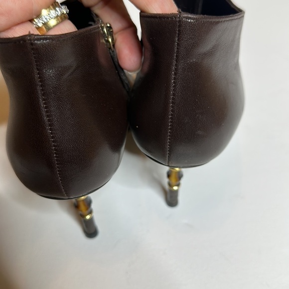 Gucci Brown Leather Bamboo Heel Ankle Boot 7 1/2 - Picture 6 of 16